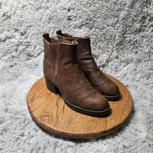 Retro Y2K MIA Womens Size 8.5 Chunky Block Heel Brown Leather Chelsea Ankle Boot
